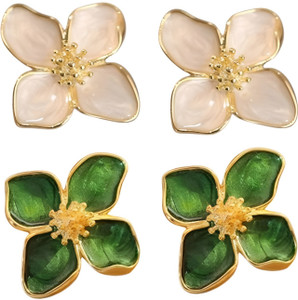 akison jewels green  white combo flower earrings floral earrings korean earrings for women alloy stud earring