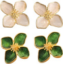 AKISON JEWELS Green & White Combo Flower Earrings Floral Earrings Korean Earrings For Women Alloy Stud Earring
