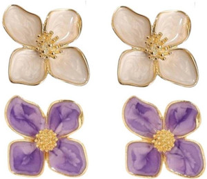 akison jewels purple  white combo flower earrings floral earrings korean earrings for women alloy stud earring