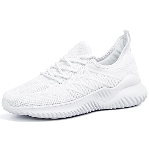 akk women39s walking tennis shoes - slip on memory foam lightweight casual sneakers for gym travel work white size 75