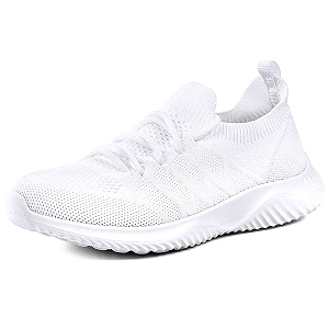 akk women39s walking tennis shoes - slip on memory foam lightweight casual sneakers for gym travel work white size 85