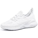 Akk Women's Walking Tennis Shoes - Slip On Memory Foam Lightweight Casual Sneakers for Gym Travel Work White Size 7.5