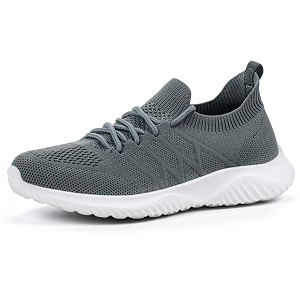 akk womens sneakers walking shoes - slip on tennis casual athletic memory foam lightweight gym work shoe dark gray size 65 grey