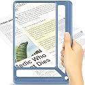 AKKYCVS 5X Full Page Magnifying Glass for Reading, Lightweight Rectangular Magnifier Provides Large Book Page Viewing Area, Handheld Magnifier for Reading Small Prints for Seniors, Low Vision-Blue