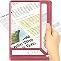 AKKYCVS 5X Full Page Magnifying Glass for Reading, Lightweight Rectangular Magnifier Provides Large Book Page Viewing Area, Handheld Magnifier for Reading Small Prints for Seniors, Low Vision-Red