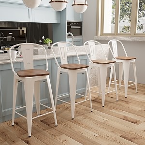Aklaus Swivel Metal Bar Stools with Backs