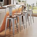 Aklaus Swivel Metal Bar Stools with Backs