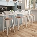 Aklaus Swivel Metal Bar Stools with Backs