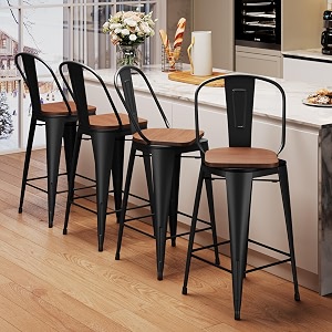 Aklaus Swivel Metal Bar Stools Set of