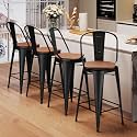 Aklaus Swivel Metal Bar Stools Set of