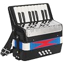 AKLOT 17 Key Piano Accordion, Lightweight & Compact Acordeon, Celluloid Accordions Brighter and Pure Tone than Plastic, Durable Metal Cover with Straps, Manual for Adult Beginners Acordeón (Black)