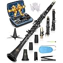 AKLOT B Flat Concert Clarinet: Precision Tone Hole Design for Stable Intonation, Durable Black Nickel Keys, Including Leather Hard Case, Barrel, Stand, Full Cleaning Kit (Aria-EN)
