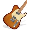 AKLOT Modern TL Electric Guitar – Dual Humbucker with Coil Split, Roasted Maple Neck &amp; Flame Maple Top, Locking Tuners, Beginner &amp; Intermediate Guitar, Inferno Burst