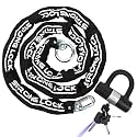 AKM Motorcycle Chain Lock Anti-Theft 8.2ft/250cm Super Long Durable 12mm Thick With 4 Keys Security 16mm U Lock for Motorcycles, Containers, Trailers, ATV