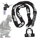 AKM Motorcycle Lock 6.56ft/200cmx10mm Thick Anti-Theft Heavy Duty Chain Locks with 4 Keys Security 16mm U Lock Disc Lock,Super Long Durable Bike Chain Lock for Motorcycles,Containers,Trailers