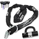AKM Motorcycle Lock Chain Lock Anti-Theft 6.56ft/250cm Super Long Durable 12mm Thick Bike Chain Lock with 4 Keys Security 16mm U Lock,for Motorcycles,Containers,Trailers,ATV
