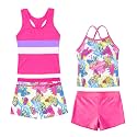 Akokvlar Girls Two Piece Bathing Suit Swimsuit Tankini Swimwear with Boyshort