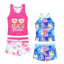 Akokvlar Girls Two Piece Bathing Suit Swimsuit Tankini Swimwear with Boyshort