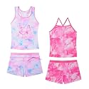 Akokvlar Girls Two Piece Bathing Suit Swimsuit Tankini Swimwear with Boyshort