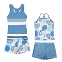 Akokvlar Girls Two Piece Bathing Suit Swimsuit Tankini Swimwear with Boyshort