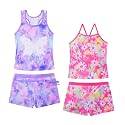 Akokvlar Girls Two Piece Bathing Suit Swimsuit Tankini Swimwear with Boyshort