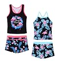 Akokvlar Girls Two Piece Bathing Suit Swimsuit Tankini Swimwear with Boyshort