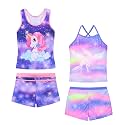 Akokvlar Girls Two Piece Bathing Suit Swimsuit Tankini Swimwear with Boyshort