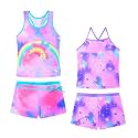 Akokvlar Girls Two Piece Bathing Suit Swimsuit Tankini Swimwear with Boyshort
