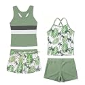 Akokvlar Girls Two Piece Bathing Suit Swimsuit Tankini Swimwear with Boyshort