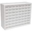Akro-Mils 10164 64-Drawer Plastic Drawer Storage Cabinet for Garage Organization, Lego Storage, Teacher Toolbox, Makeup Organizer, and More, 20-Inch W x 6-Inch D x 16-Inch H, White