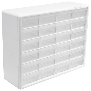 akro-mils 24-drawer plastic storage cabinet 2034w x 634d x 1634h white