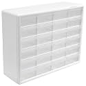 Akro-Mils 24-Drawer Plastic Storage Cabinet, 20"W x 6"D x 16"H, White