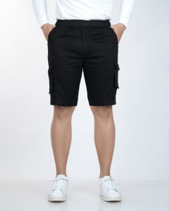 Akshat Enterprise Solid Men Black Cargo Shorts