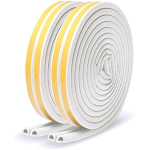 d shaped self-adhesive epdm doors and windows seal strip soundproofing collision avoidance rubber weatherstrip 6 meter 2 x 3 m  6 meter each 2 packs- white