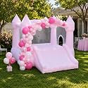 AKSPORT Pink Bounce House for Kids, Inflatable Bounce House with Slide