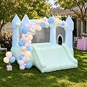 AKSPORT White Bounce House for Kids, Inflatable Bounce House with Slide