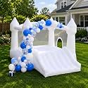 AKSPORT White Bounce House for Kids, Inflatable Bounce House with Slide