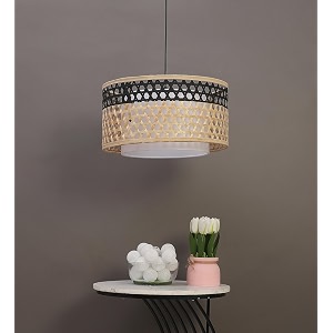 akway bamboo hanging lamp for living room  rattan pendant lamp for home decoration  cane ceiling lamp black 14 dia x 8 height