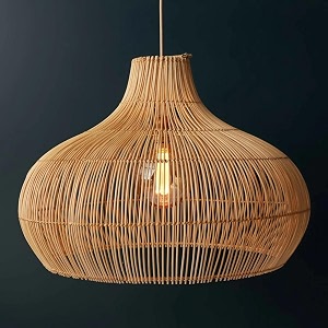 akway bamboo hanging lamp for living room  rattan hanging lamp for drawing room  cane pendant light for home decoration  wicker pendant lamp bulb not included johar 1434