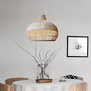 akway bamboo hanging lamp for living room  rattan hanging lamp for drawing room  cane pendant light for home decoration  wicker pendant lamp bulb not included laksh - 1634 d
