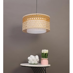 akway bamboo hanging lamp for living room  rattan pendant lamp for home decoration  cane ceiling lamp musturd 14 dia x 8 height