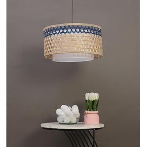 akway bamboo hanging lamp for living room  rattan pendant lamp for home decoration  cane ceiling lamp blue 14 dia x 8 height