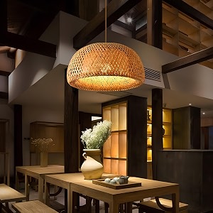 akway bamboo hanging lamp for living room  rattan hanging lamp for drawing room  cane pendant light for home decoration  wicker pendant lamp bulb not included woven dome 1434