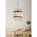 AKWAY Bamboo Hanging lamp for Living Room | Rattan Hanging lamp for Drawing Room | Cane Pendant Light for Home Decoration | Wicker Pendant lamp (Bulb not Included) (CocoCage (8" D x 10" H))