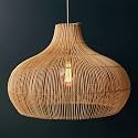 AKWAY Bamboo Hanging lamp for Living Room | Rattan Hanging lamp for Drawing Room | Cane Pendant Light for Home Decoration | Wicker Pendant lamp (Bulb not Included) (Johar 14")