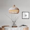 AKWAY Bamboo Hanging lamp for Living Room | Rattan Hanging lamp for Drawing Room | Cane Pendant Light for Home Decoration | Wicker Pendant lamp (Bulb not Included) (Laksh - 16" D)
