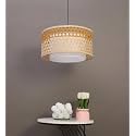 AKWAY Bamboo Hanging lamp for Living Room | Rattan Pendant lamp for Home Decoration | Cane Ceiling lamp (Musturd, 14 Dia x 8 Height)