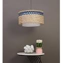 AKWAY Bamboo Hanging lamp for Living Room | Rattan Pendant lamp for Home Decoration | Cane Ceiling lamp (Blue, 14 Dia x 8 Height)