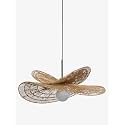 AKWAY Bamboo Hanging Light for Living Room | Rattan Hanging lampshade for Balcony | Cane Indoor Outdoor Chandelier | Wicker Ceiling Pendant Light Boho Decor - Arshia - (Bulb Not Included) (20" Dia)
