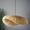 AKWAY Bamboo Hanging Light for Living Room | Rattan Hanging lampshade for Balcony | Cane Indoor Outdoor Chandelier | Wicker Ceiling Pendant Light Boho Decor - Krisha - (Bulb Not Included)